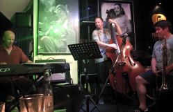 Scot Ranney, Andy Simmons, and Terrence Hsieh at Peel Fresco jazz jam in Hong Kong