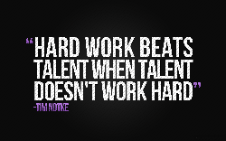 Hard work beats talent when talent does not work hard.